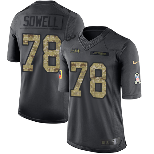 Youth Limited Bradley Sowell Nike Jersey Black - #78 2016 Salute to Service NFL Seattle Seahawks